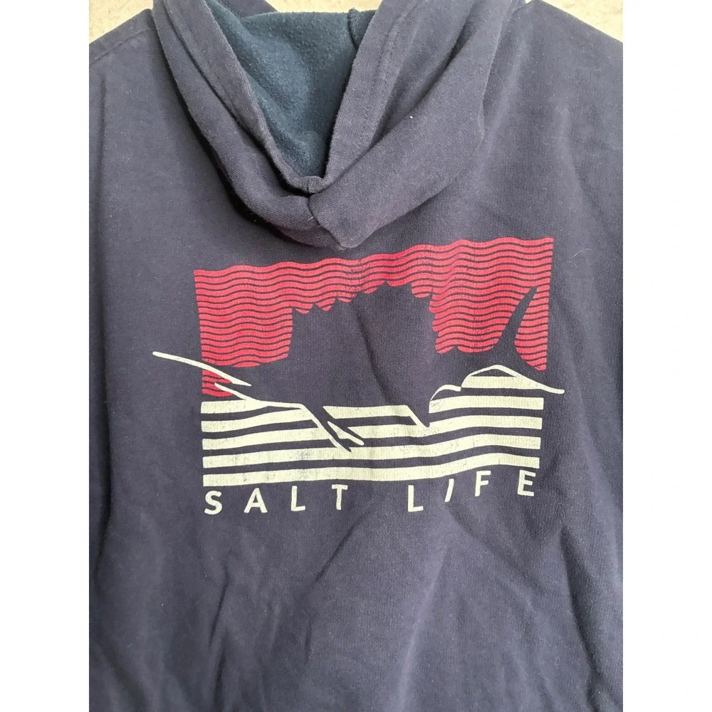 Salt Life Kids Youth XL Navy Blue Marlin Graphic Fleece Hoodie Sweatshirt 8017